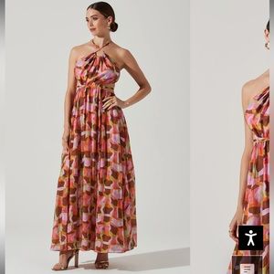 ASTR The Label - SIVANA HALTER NECK GEO PRINT MAXI DRESS